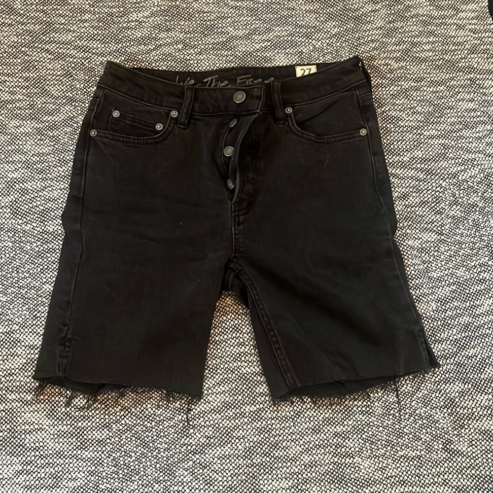 Free people black denim bermuda shorts